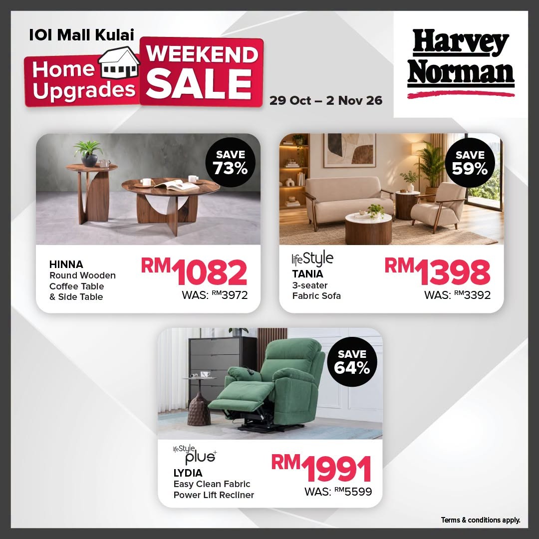 Harvey-Norman-Malaysia-Home-Upgrades-Weekend-Sale-9 29 October-2 November 2026: Harvey Norman Malaysia Home Upgrades Weekend Sale – Up to 80% OFF Electrical Appliances, IT, Furniture & Bedding at IOI Mall Kulai