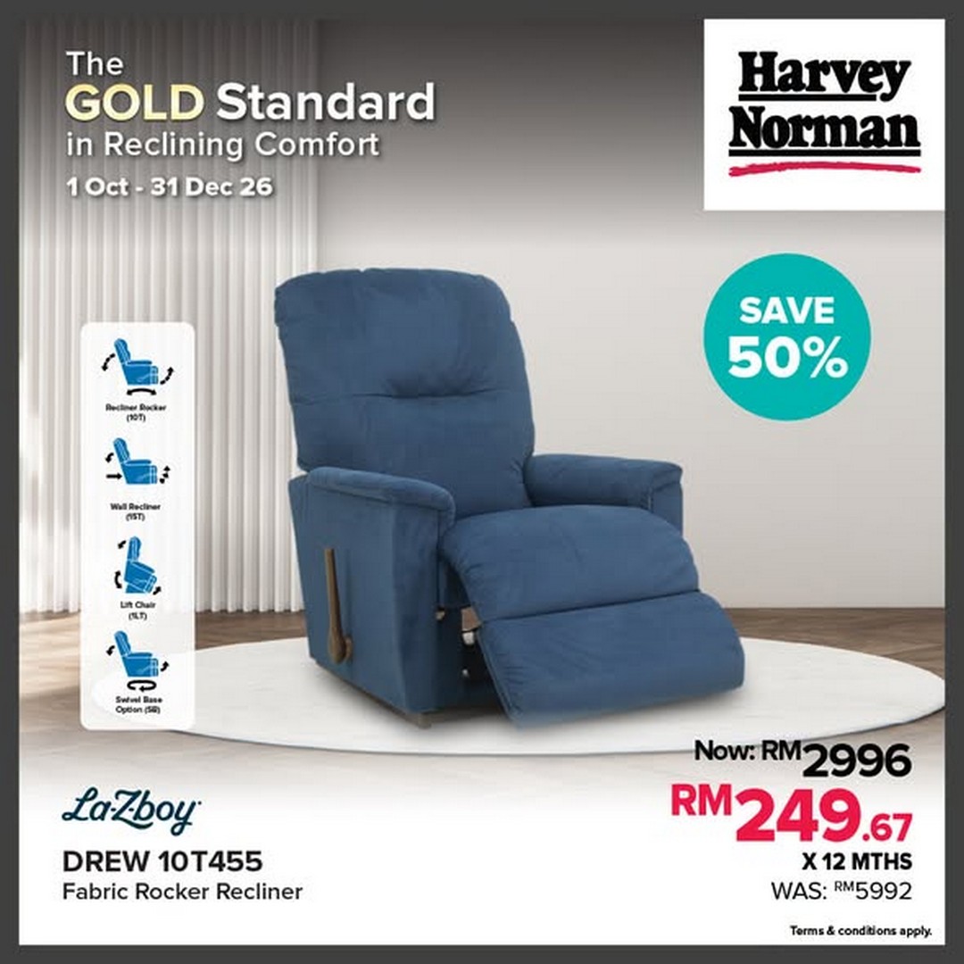 Harvey-Norman-Malaysia-La-Z-Boy-Recliner-Gold-Giveaway-Promotion-3 1 October-31 December 2026: Harvey Norman Malaysia: La-Z-Boy Recliner Gold Giveaway Promotion with Every Purchase