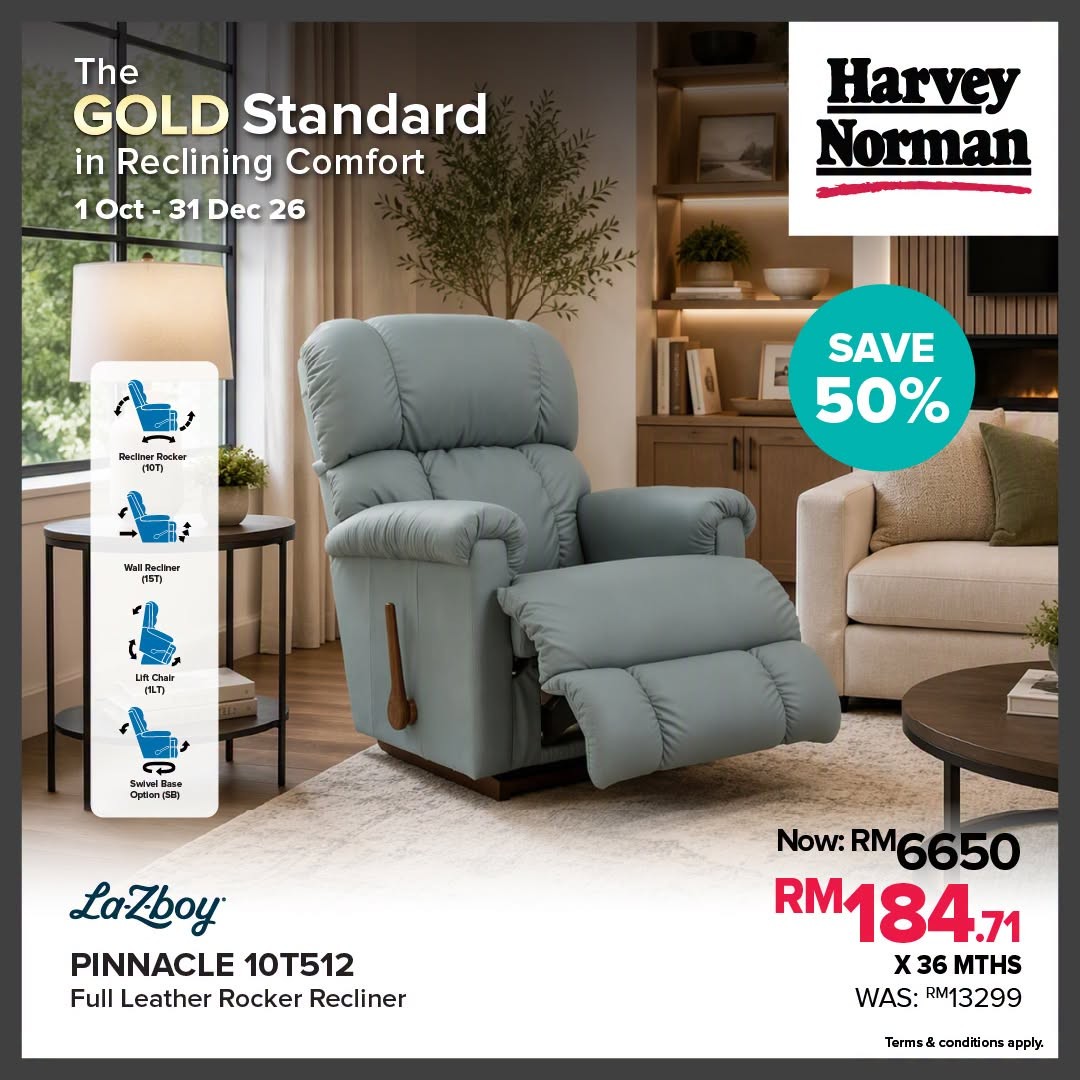 Harvey-Norman-Malaysia-La-Z-Boy-Recliner-Gold-Giveaway-Promotion-5 1 October-31 December 2026: Harvey Norman Malaysia: La-Z-Boy Recliner Gold Giveaway Promotion with Every Purchase