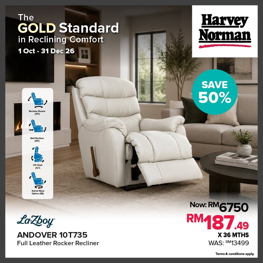 Harvey-Norman-Malaysia-La-Z-Boy-Recliner-Gold-Giveaway-Promotion-6 1 October-31 December 2026: Harvey Norman Malaysia: La-Z-Boy Recliner Gold Giveaway Promotion with Every Purchase