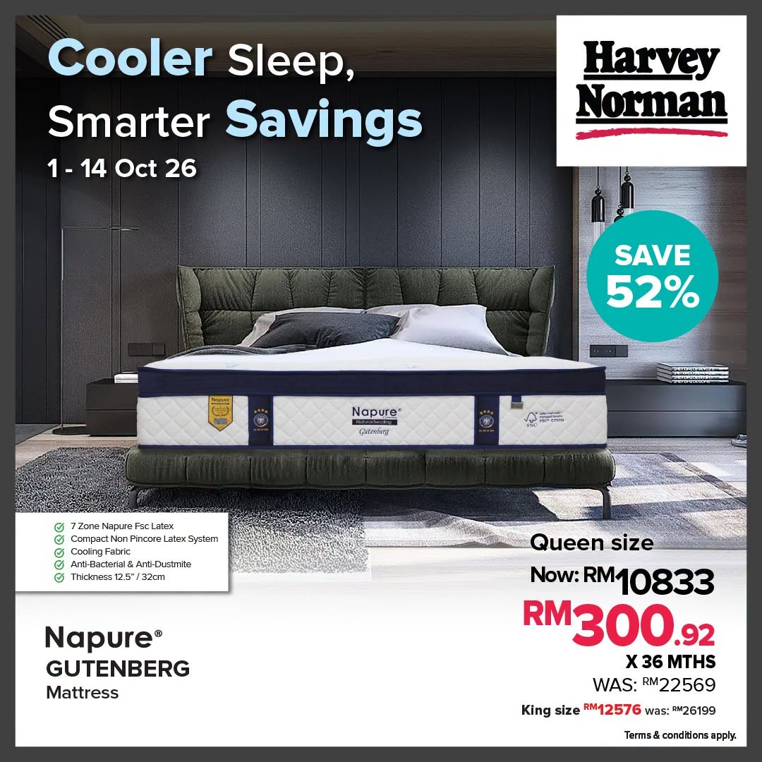 Harvey-Norman-Malaysia-Over-50-Off-Cooling-Fabric-Mattresses-Sale-5 1-14 October 2026: Harvey Norman Malaysia: Over 50% Off Cooling Fabric Mattresses Sale at Stores and Online