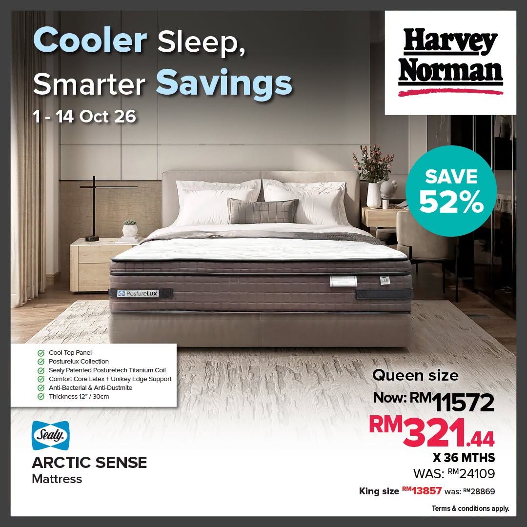 Harvey-Norman-Malaysia-Over-50-Off-Cooling-Fabric-Mattresses-Sale-6 1-14 October 2026: Harvey Norman Malaysia: Over 50% Off Cooling Fabric Mattresses Sale at Stores and Online