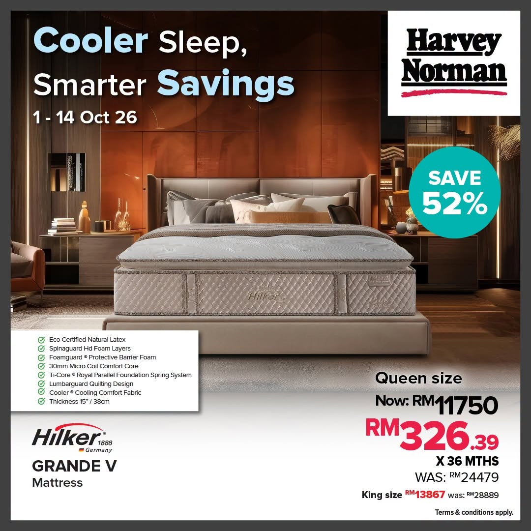 Harvey-Norman-Malaysia-Over-50-Off-Cooling-Fabric-Mattresses-Sale-7 1-14 October 2026: Harvey Norman Malaysia: Over 50% Off Cooling Fabric Mattresses Sale at Stores and Online