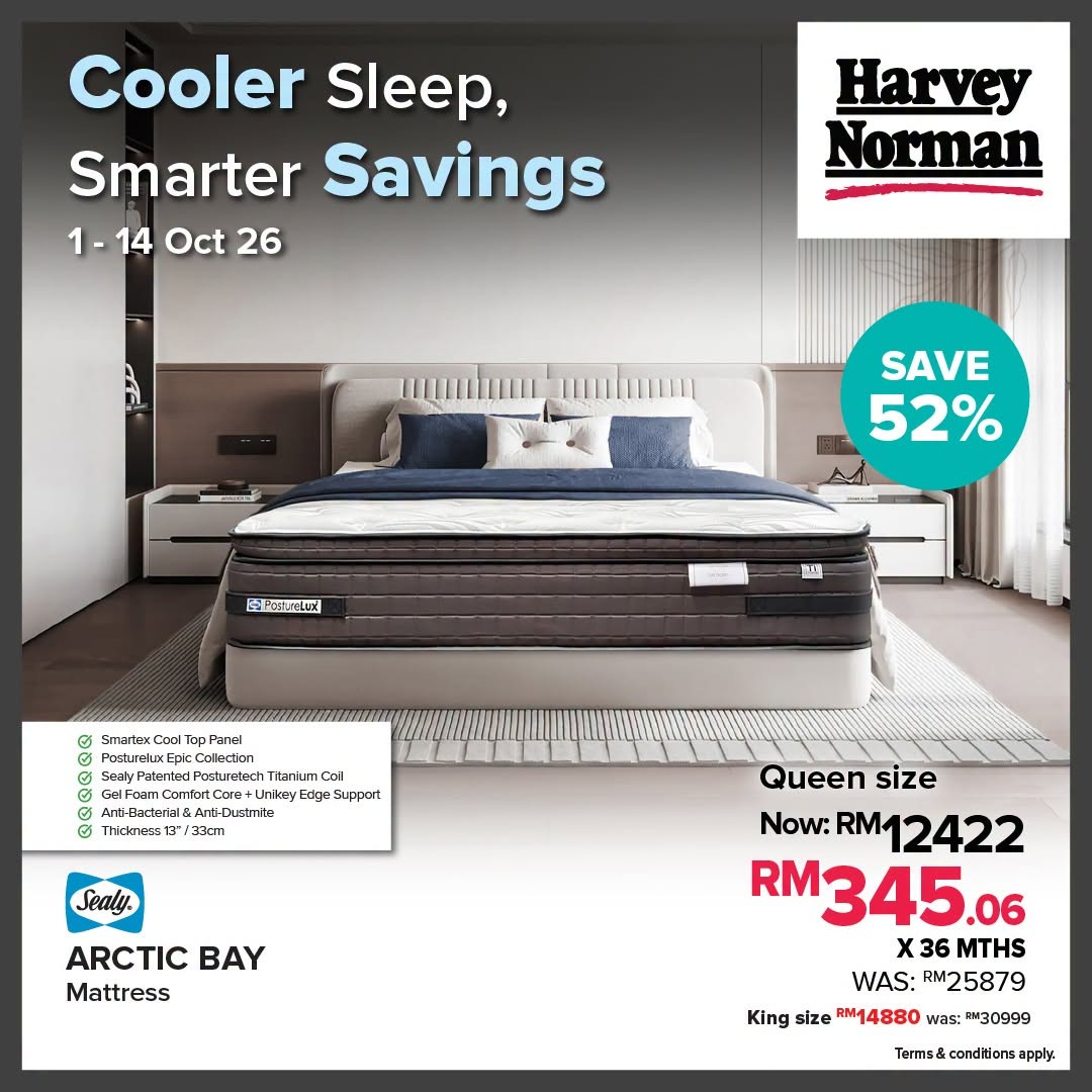 Harvey-Norman-Malaysia-Over-50-Off-Cooling-Fabric-Mattresses-Sale-8 1-14 October 2026: Harvey Norman Malaysia: Over 50% Off Cooling Fabric Mattresses Sale at Stores and Online