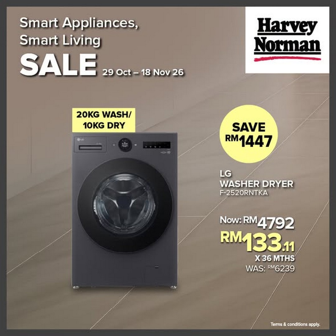 Harvey-Norman-Malaysia-Smart-Appliances-Promotion-2 29 October-18 November 2026: Harvey Norman Malaysia Smart Appliances Promotion – Up to 33% Off, RM400 Instant Cashback & RM100 Touch ’n Go eWallet Credits