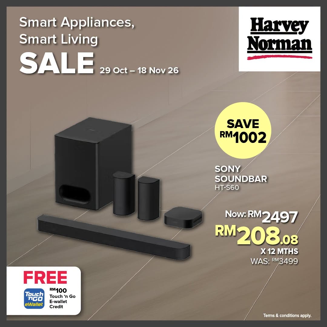 Harvey-Norman-Malaysia-Smart-Appliances-Promotion-5 29 October-18 November 2026: Harvey Norman Malaysia Smart Appliances Promotion – Up to 33% Off, RM400 Instant Cashback & RM100 Touch ’n Go eWallet Credits