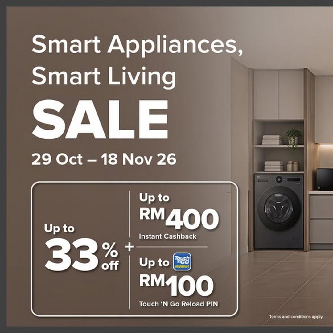 Harvey-Norman-Malaysia-Smart-Appliances-Promotion 29 October-18 November 2026: Harvey Norman Malaysia Smart Appliances Promotion – Up to 33% Off, RM400 Instant Cashback & RM100 Touch ’n Go eWallet Credits