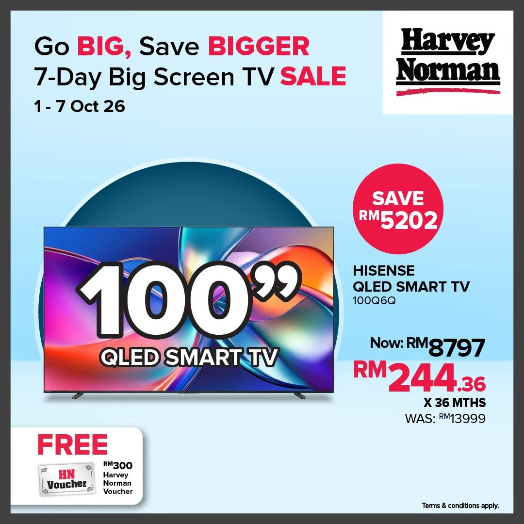 Harvey-Norman-Malaysia-Up-to-46-Off-Big-Screen-TVs-Up-to-RM1000-5 1-7 October 2026: Harvey Norman Malaysia: Up to 46% Off Big Screen TVs + Up to RM1,000 Touch ’n Go eWallet Credit Promotion