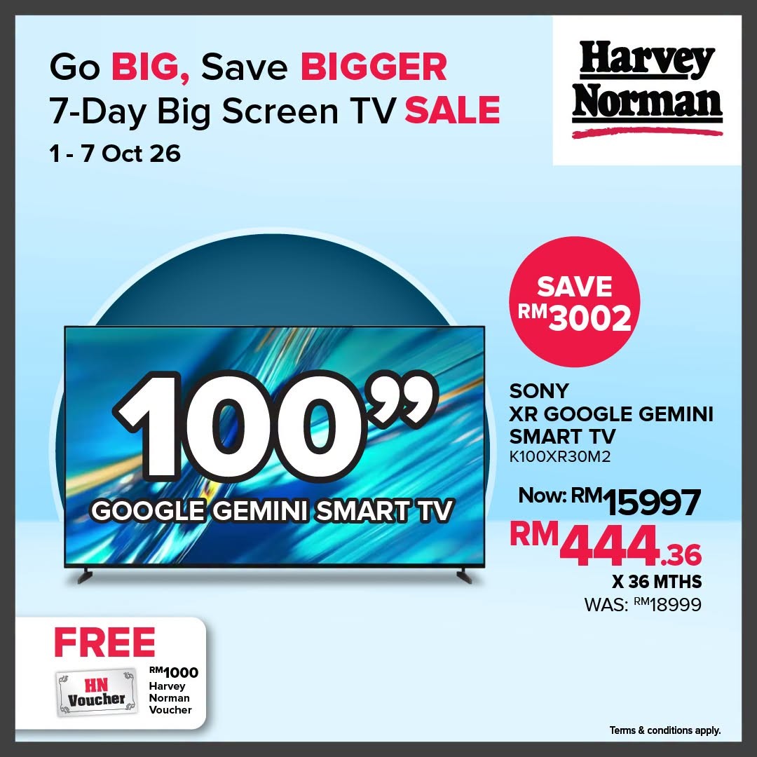 Harvey-Norman-Malaysia-Up-to-46-Off-Big-Screen-TVs-Up-to-RM1000-7 1-7 October 2026: Harvey Norman Malaysia: Up to 46% Off Big Screen TVs + Up to RM1,000 Touch ’n Go eWallet Credit Promotion