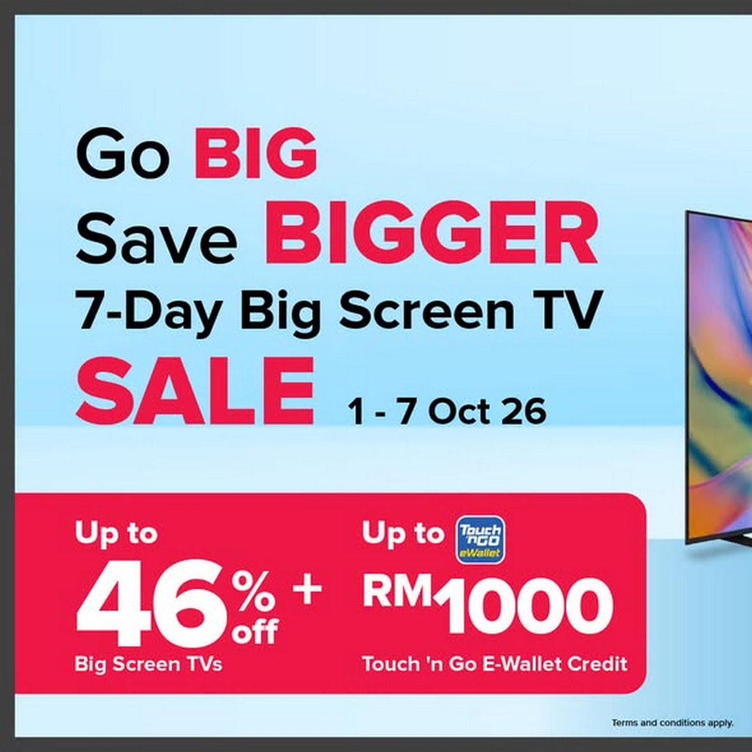 Harvey-Norman-Malaysia-Up-to-46-Off-Big-Screen-TVs-Up-to-RM1000 1-7 October 2026: Harvey Norman Malaysia: Up to 46% Off Big Screen TVs + Up to RM1,000 Touch ’n Go eWallet Credit Promotion