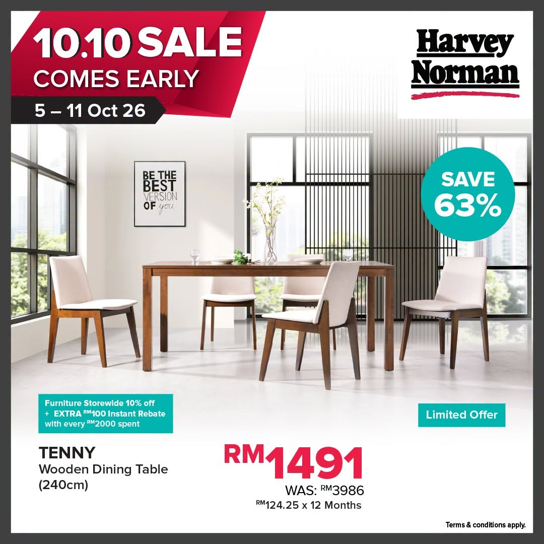 Harvey-Norman-Malaysia-Up-to-70-Off-9 5-11 October 2026: Harvey Norman Malaysia: Up to 70% Off + Extra 10% Off Selected Products 10.10 Early Shopping Promotion