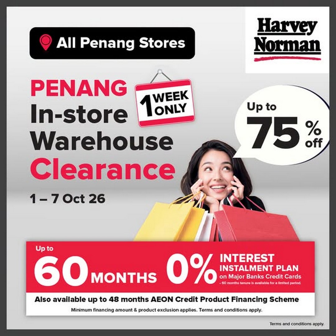 Harvey-Norman-Malaysia-Up-to-75-Off-Penang-In-Store-Warehouse-Clearance 1-7 October 2026: Harvey Norman Malaysia: Up to 75% Off Penang In-Store Warehouse Clearance Sale at All Penang Stores