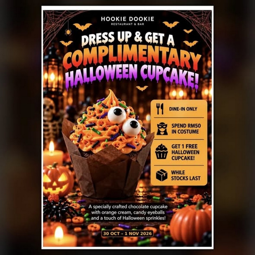 Hookie-Dookie-Malaysia-Halloween-Promotion-1 30 October–1 November 2026: Hookie Dookie Malaysia Halloween Promotion – Free Cupcakes, Kids’ Trick-or-Treat, Special Drinks and RM100 Dining Voucher Giveaway at Plaza Arkadia, Desa ParkCity