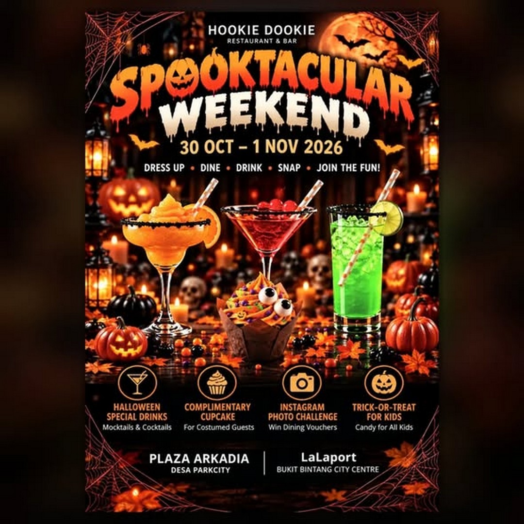 Hookie-Dookie-Malaysia-Halloween-Promotion 30 October–1 November 2026: Hookie Dookie Malaysia Halloween Promotion – Free Cupcakes, Kids’ Trick-or-Treat, Special Drinks and RM100 Dining Voucher Giveaway at Plaza Arkadia, Desa ParkCity
