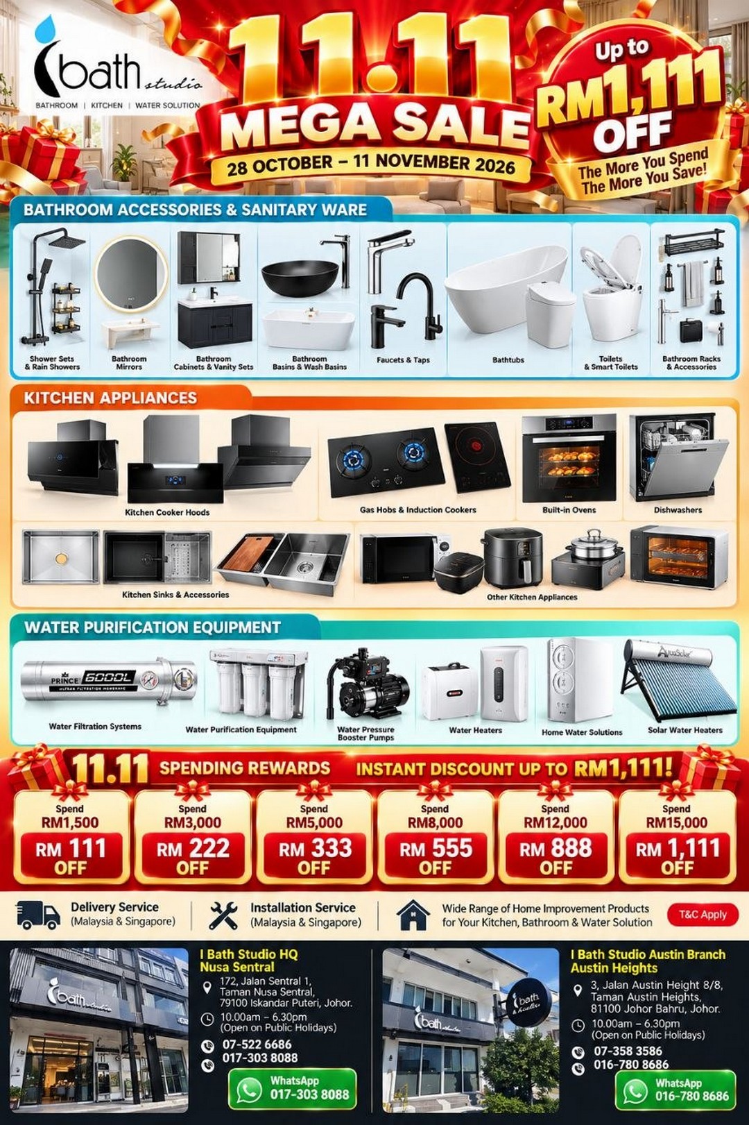I-Bath-Studio-11.11-Mega-Sale-1 28 October-11 November 2026: I Bath Studio 11.11 Mega Sale – Enjoy Up to RM1,111 OFF Kitchen Appliances, Bathroom Accessories & Water Purification Equipment at Johor Bahru Outlets