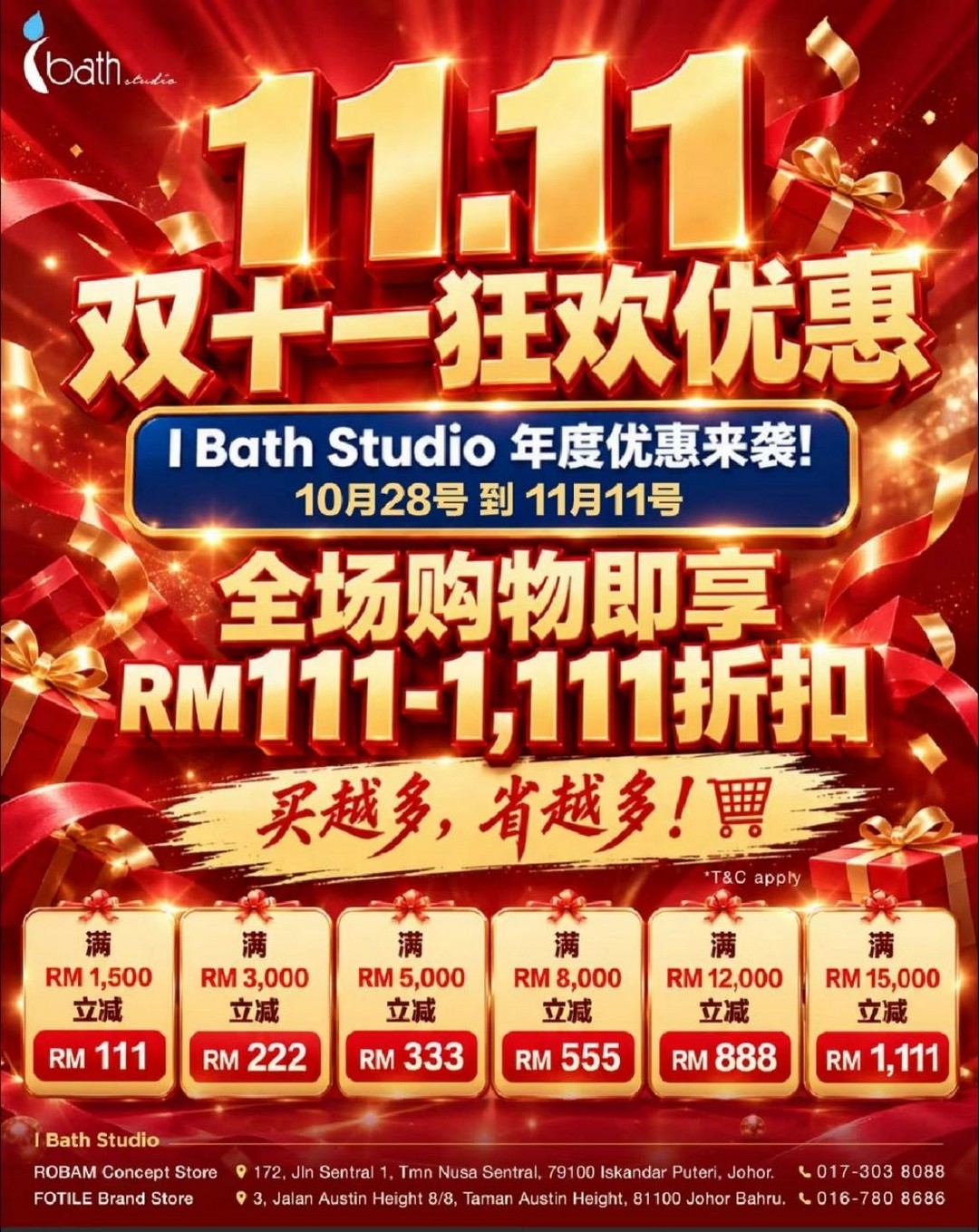 I-Bath-Studio-11.11-Mega-Sale-2 28 October-11 November 2026: I Bath Studio 11.11 Mega Sale – Enjoy Up to RM1,111 OFF Kitchen Appliances, Bathroom Accessories & Water Purification Equipment at Johor Bahru Outlets