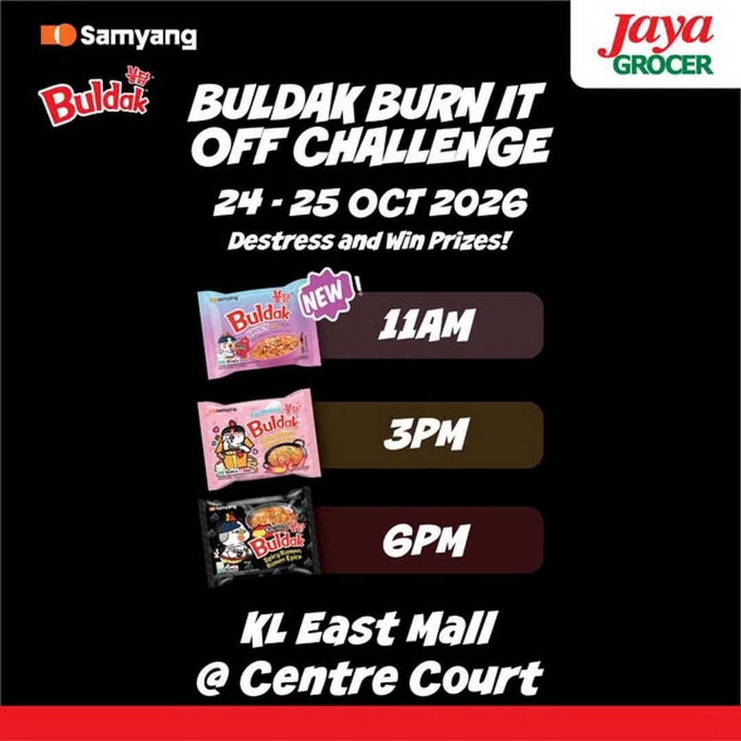 Jaya-Grocer-Buldak-Carnival-Promotion-at-KL-East-Mall-1 21–25 October 2026: Jaya Grocer: Buldak Carnival Promotion at KL East Mall – Enjoy Fun Activities and Get Free Gifts with Minimum Spend of RM38