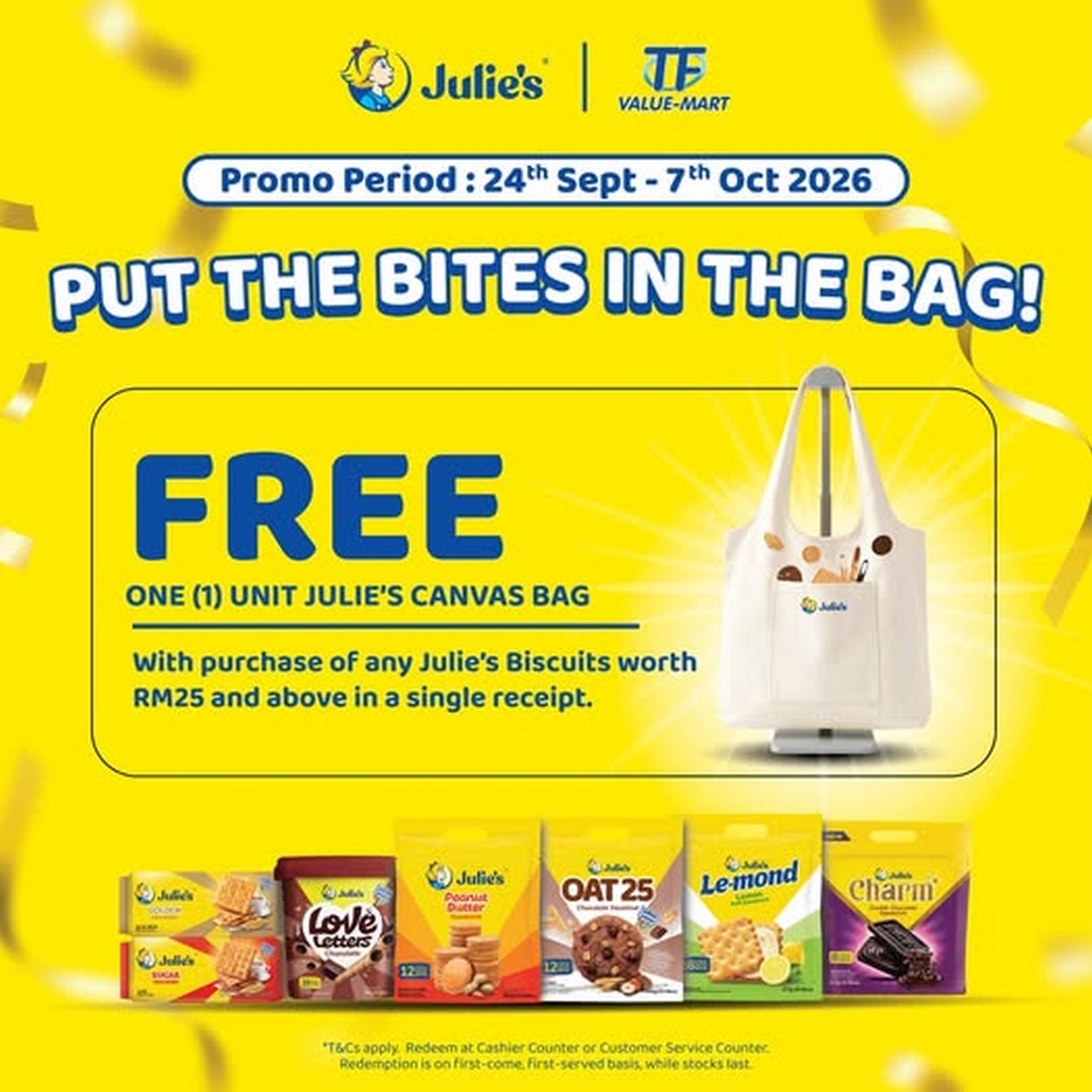 Julies-Biscuits-Shop-Get-a-FREE-Julies-Canvas-Bag-Promotion Now till 7 October 2026: Julie’s Biscuits: Shop & Get a FREE Julie’s Canvas Bag Promotion at TF Value-Mart