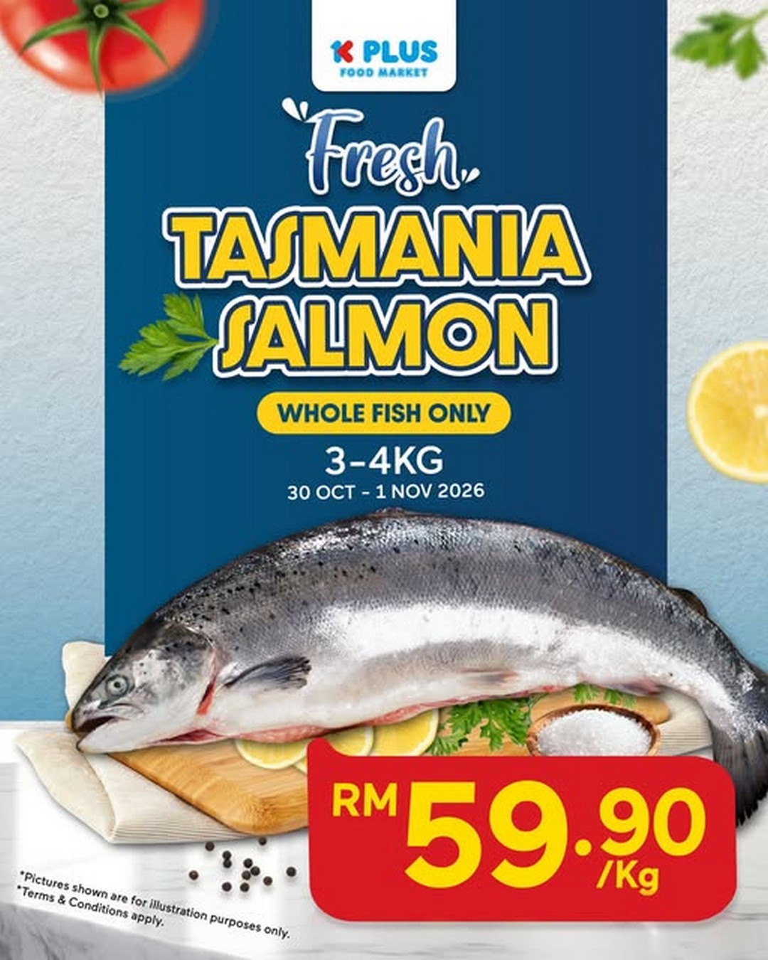 K-Plus-Food-Market-Tasmania-Salmon-Promotion 30 October-1 November 2026: K Plus Food Market Tasmania Salmon Promotion, Fresh Whole Salmon at RM59.90/kg for 3 Days Only