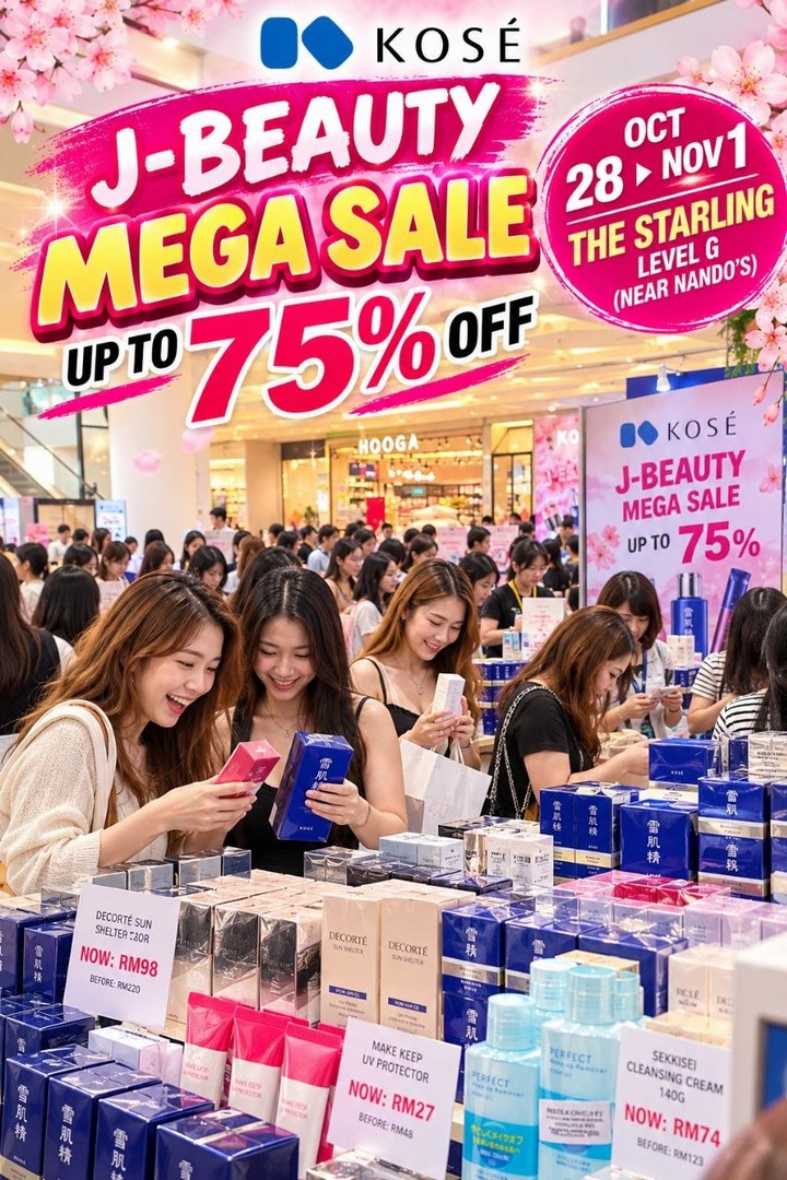 KOSE-and-DECORTE-J-Beauty-Mega-Sale-3 28 October–1 November 2026: KOSÉ and DECORTÉ J-Beauty Mega Sale at The Starling, Petaling Jaya – Up to 75% OFF Selected Japanese Skincare, Sunscreen and Makeup at Level G