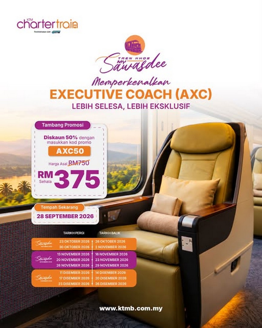 KTM-Berhad-Executive-Coach-to-Hat-Yai-Promotion 7 October 2026 onwards: KTM Berhad: Executive Coach to Hat Yai Promotion from RM375 One Way with 50% MySawasdee Discount