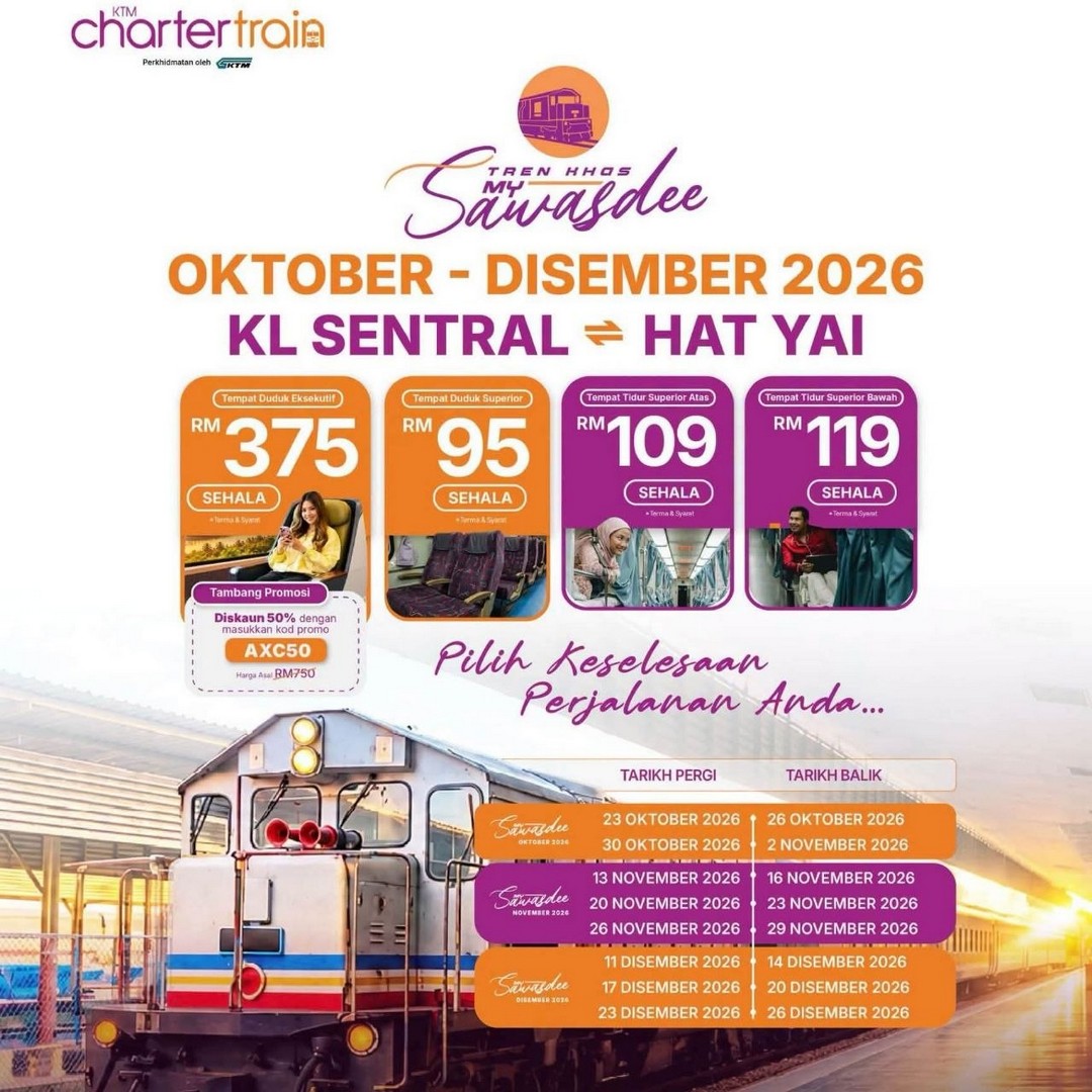 KTMB-My-Sawasdee-Train-Promotion-Kuala-Lumpur-to-Hat-Yai-Tickets-1 23 October–26 December 2026: KTMB My Sawasdee Train Promotion: Kuala Lumpur to Hat Yai Tickets from RM95 One Way for a Year-End Thailand Getaway