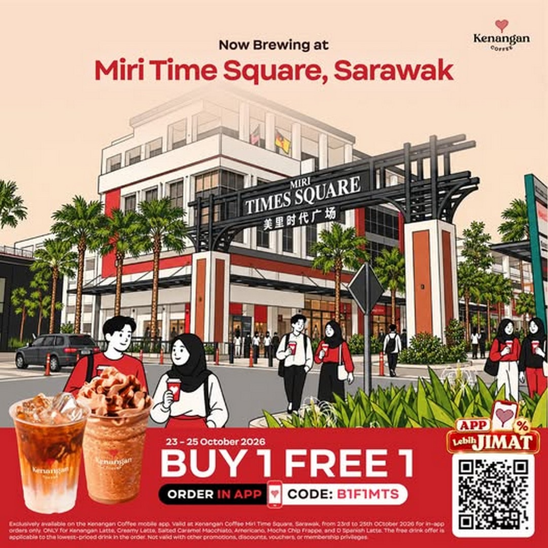 Kenangan-Coffee-Malaysia-Buy-1-Free-1-Coffee-Promotion-1-1 23-25 October 2026: Kenangan Coffee Malaysia: Buy 1 Free 1 Coffee Promotion at Miri Time Square, Enjoy Two Cups for the Price of One
