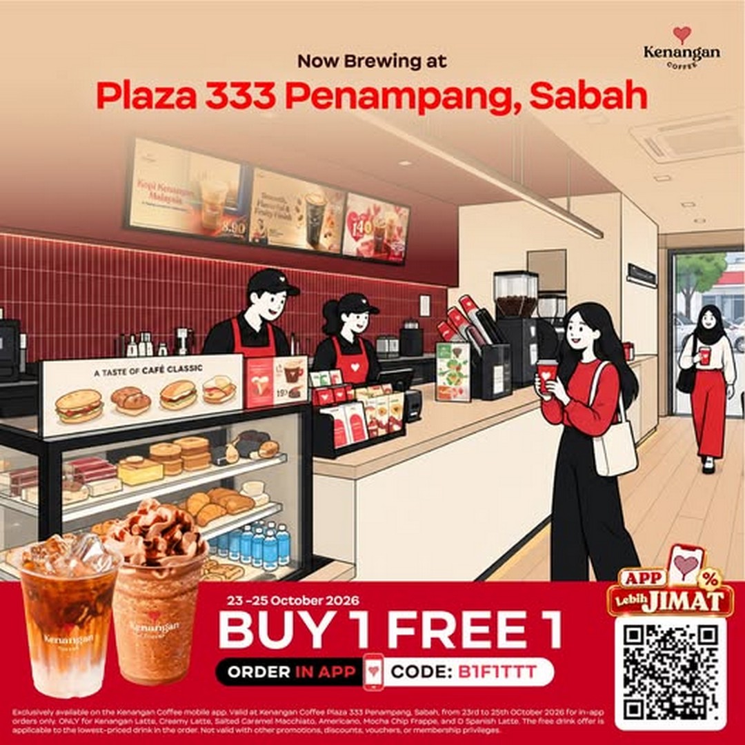 Kenangan-Coffee-Malaysia-Buy-1-Free-1-Coffee-Promotion-2 23-25 October 2026: Kenangan Coffee Malaysia: Buy 1 Free 1 Coffee Promotion at Plaza 333 Penampang, Sabah – Enjoy Your Favourite Coffee for Less