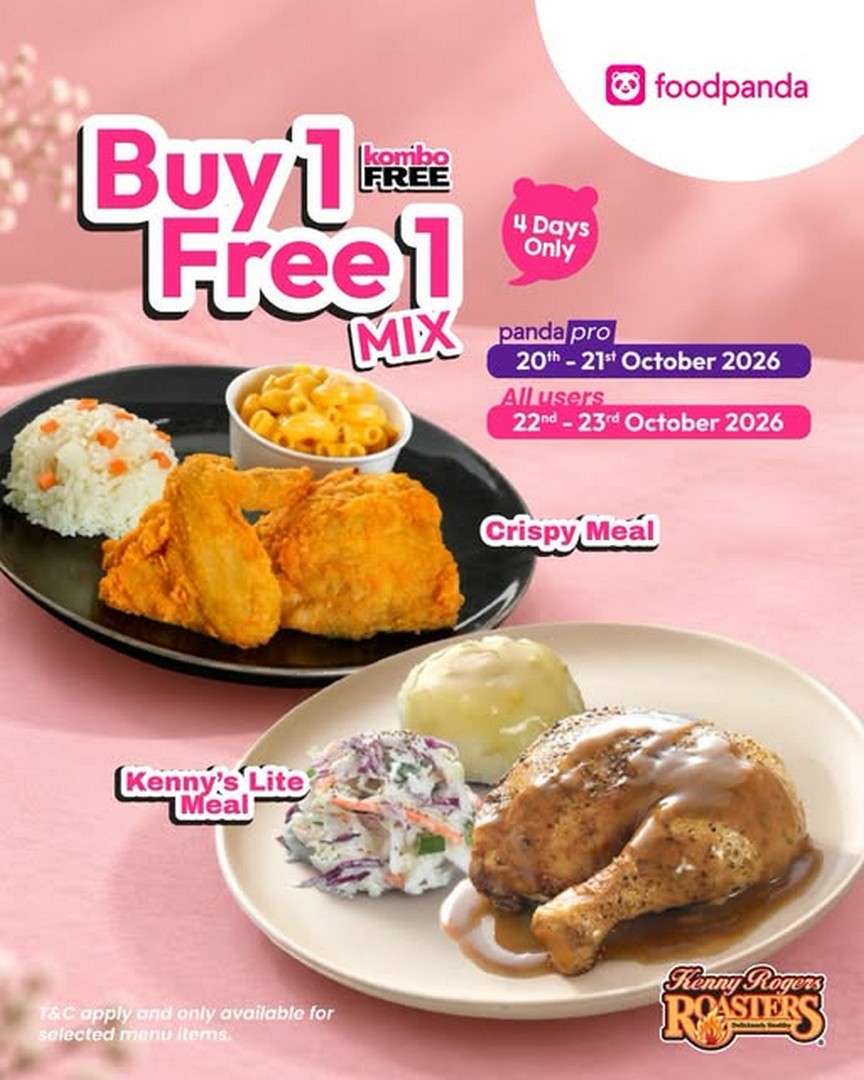 Kenny-Rogers-ROASTERS-Malaysia-Buy-1-Free-1-Foodpanda-Promotion-2 20–23 October 2026: Kenny Rogers ROASTERS Malaysia Buy 1 Free 1 Foodpanda Promotion – Enjoy More Favourite Meals for Less