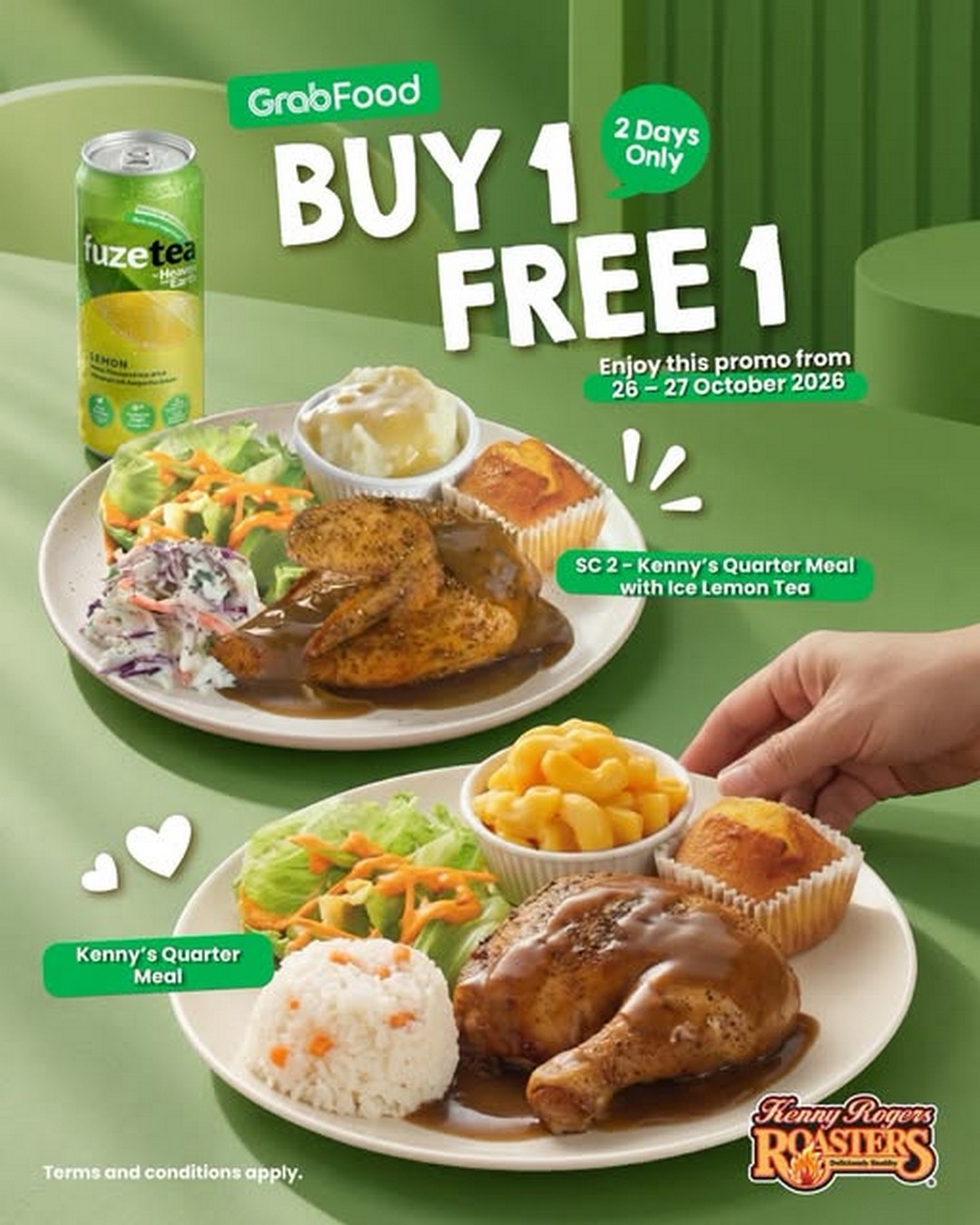 Kenny-Rogers-ROASTERS-Malaysia-Buy-1-Free-1-GrabFood-Promotion 26–27 October 2026: Kenny Rogers ROASTERS Malaysia Buy 1 Free 1 GrabFood Promotion – Double Your Favourite Meals for Two Days Only
