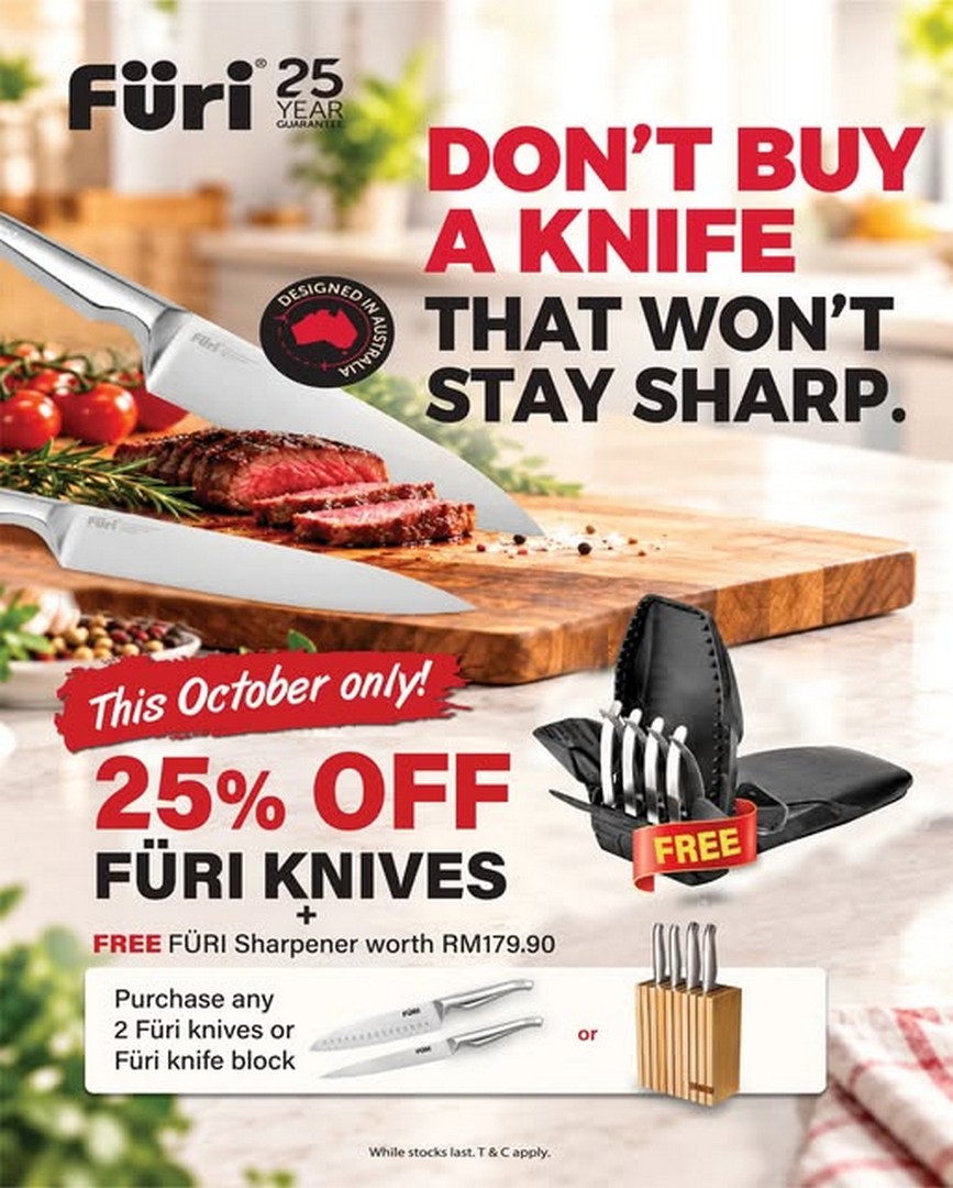 Kitchen-Shop-Furi-Knife-25-Off-Sale-with-Free-Pro-Sharpener 7-31 October 2026: Kitchen Shop: Füri Knife 25% Off Sale with Free Pro Sharpener Worth RM179.90
