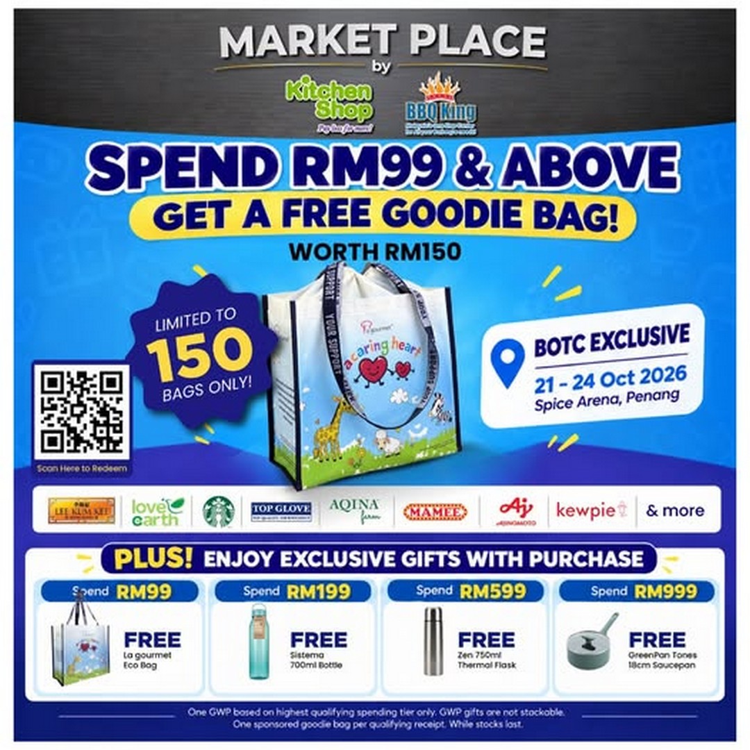 Kitchen-Shop-Malaysia-Spend-RM99-and-Get-a-Free-RM150 21–24 October 2026: Kitchen Shop Malaysia: Spend RM99 and Get a Free RM150 Goodie Bag at BOTC 2026, Plus Exclusive Gifts with Purchase at Setia SPICE Arena Penang, 9am–6pm