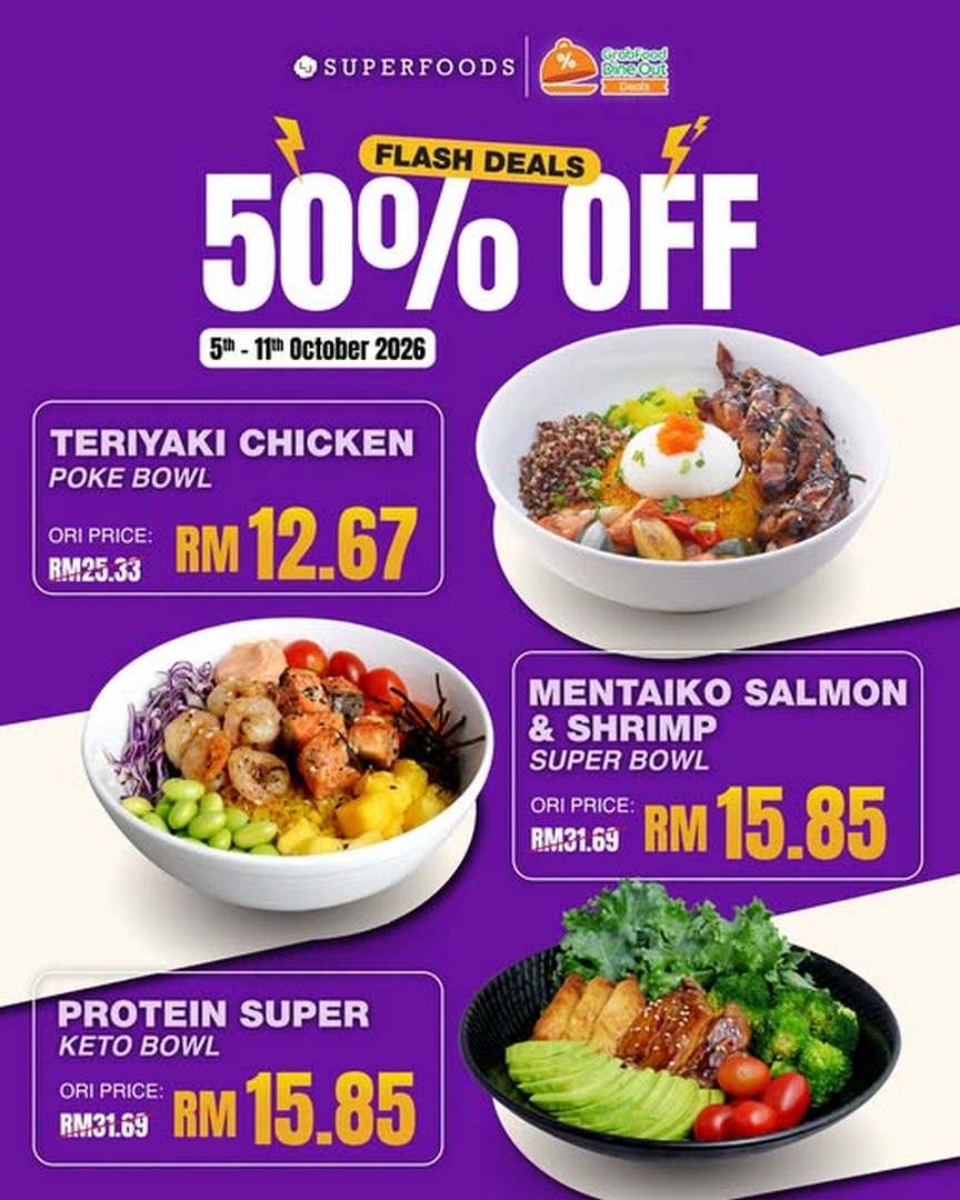 La-Juiceria-Superfoods-50-Off-Flash-Deal-via-GrabFood-Dine-Out 5-11 October 2026: La Juiceria Superfoods: 50% Off Flash Deal via GrabFood Dine Out at All LJ Superfoods Outlets