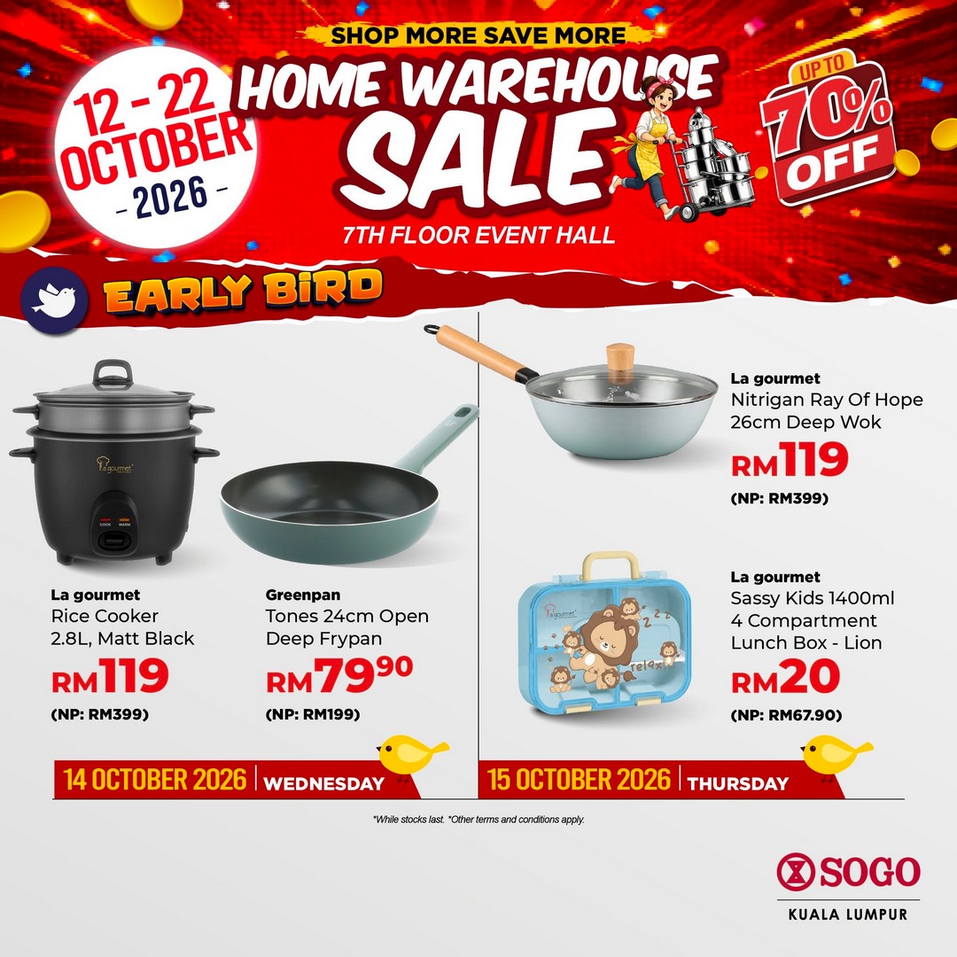 La-gourmet-Malaysia-SOGO-Home-Warehouse-Sale-5 12-22 October 2026: La gourmet Malaysia: SOGO Home Warehouse Sale – Up to 70% Off, Buy 1 Free 1 Deals, Free Gifts and More at SOGO Kuala Lumpur
