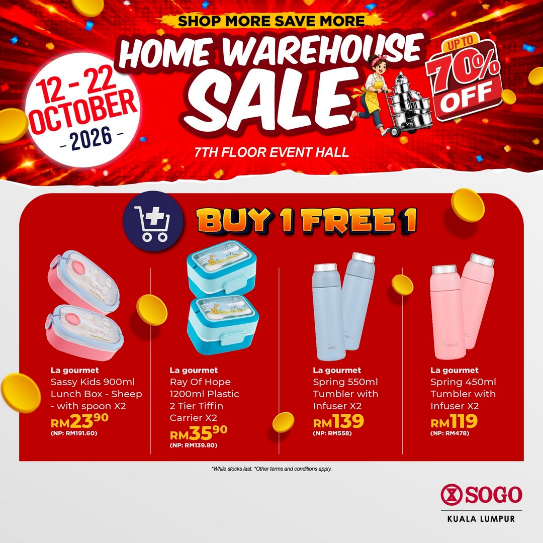 La-gourmet-Malaysia-SOGO-Home-Warehouse-Sale-7 12-22 October 2026: La gourmet Malaysia: SOGO Home Warehouse Sale – Up to 70% Off, Buy 1 Free 1 Deals, Free Gifts and More at SOGO Kuala Lumpur