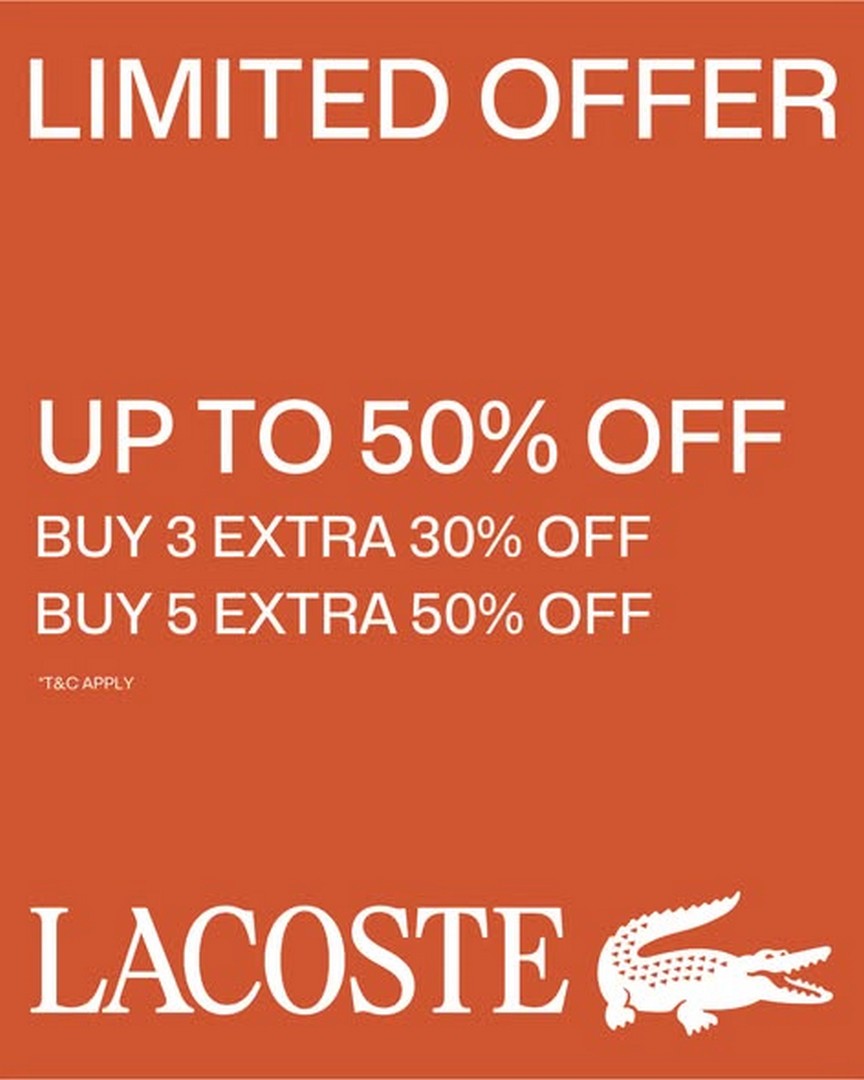 Lacoste-Special-Outlet-Sale-with-Up-to-50-Savings 1-31 October 2026: Lacoste: Special Outlet Sale with Up to 50% Savings and Extra Discounts on Selected Items at Johor Premium Outlets