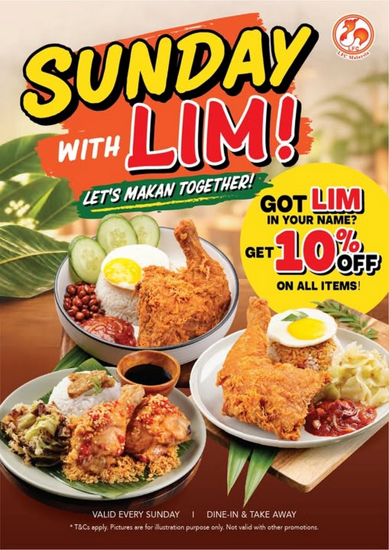 Lim-Fried-Chicken-LFC-Malaysia-10-OFF-All-Items-Every-Sunday 28 October 2026 Onwards: Lim Fried Chicken (LFC) Malaysia 10% OFF All Items Every Sunday for Customers Named Lim – Dine-In & Takeaway Promotion