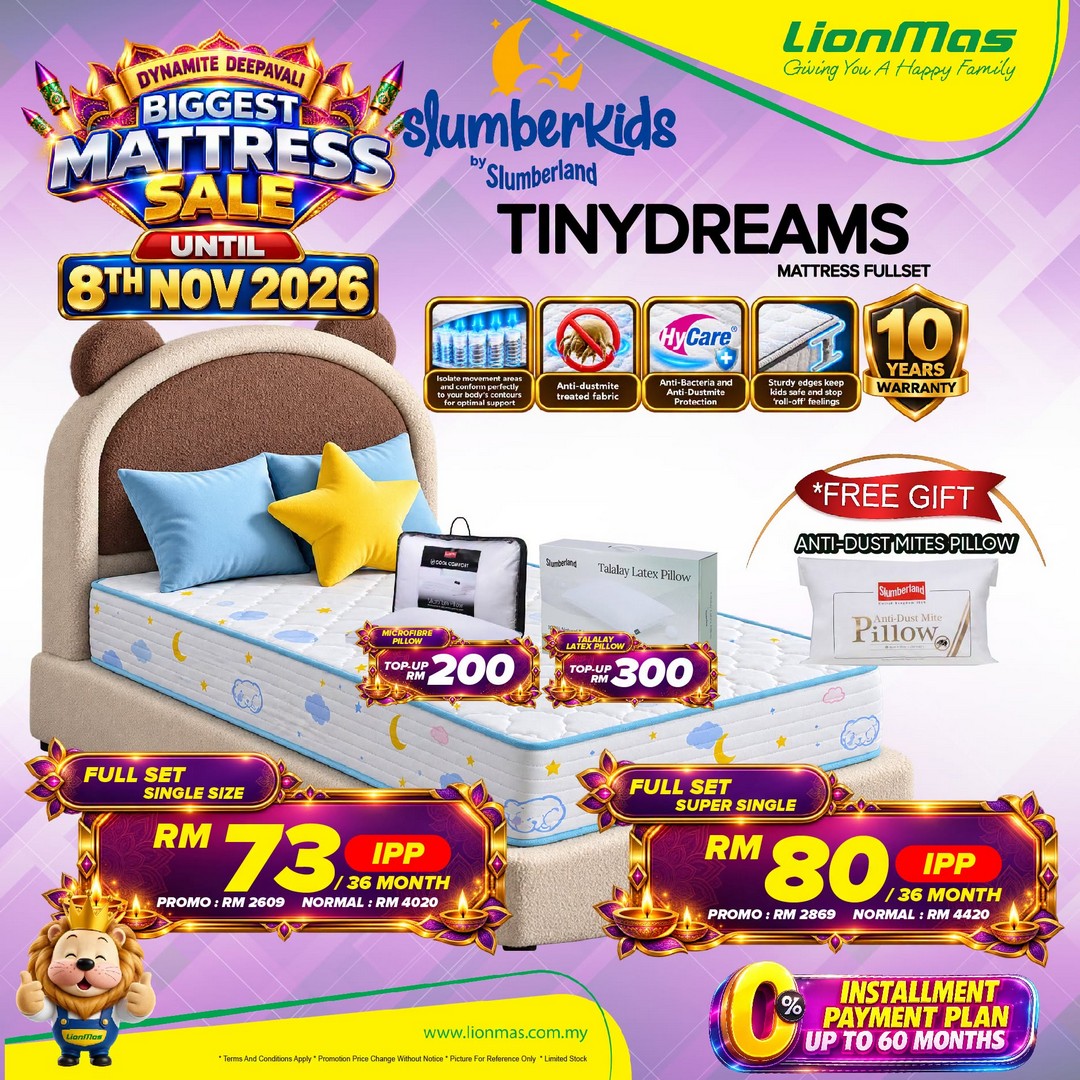Lionmas-Furnishers-Dynamite-Deepavali-Big-Mattress-Sale-11 15 October–8 November 2026: Lionmas Furnishers: Dynamite Deepavali Big Mattress Sale with 0% Instalment Payment for Up to 60 Months at Participating Stores