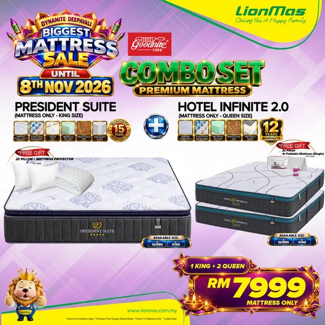 Lionmas-Furnishers-Dynamite-Deepavali-Big-Mattress-Sale-2 15 October–8 November 2026: Lionmas Furnishers: Dynamite Deepavali Big Mattress Sale with 0% Instalment Payment for Up to 60 Months at Participating Stores