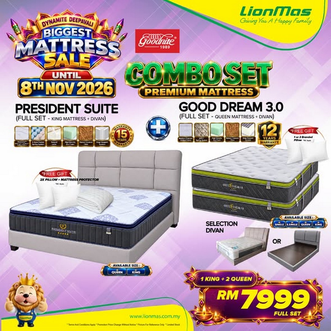 Lionmas-Furnishers-Dynamite-Deepavali-Big-Mattress-Sale-3 15 October–8 November 2026: Lionmas Furnishers: Dynamite Deepavali Big Mattress Sale with 0% Instalment Payment for Up to 60 Months at Participating Stores