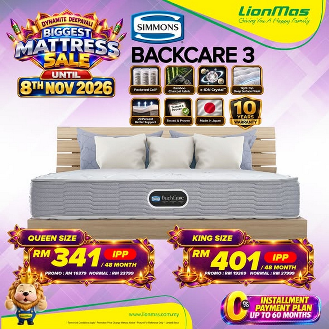 Lionmas-Furnishers-Dynamite-Deepavali-Big-Mattress-Sale-4 15 October–8 November 2026: Lionmas Furnishers: Dynamite Deepavali Big Mattress Sale with 0% Instalment Payment for Up to 60 Months at Participating Stores