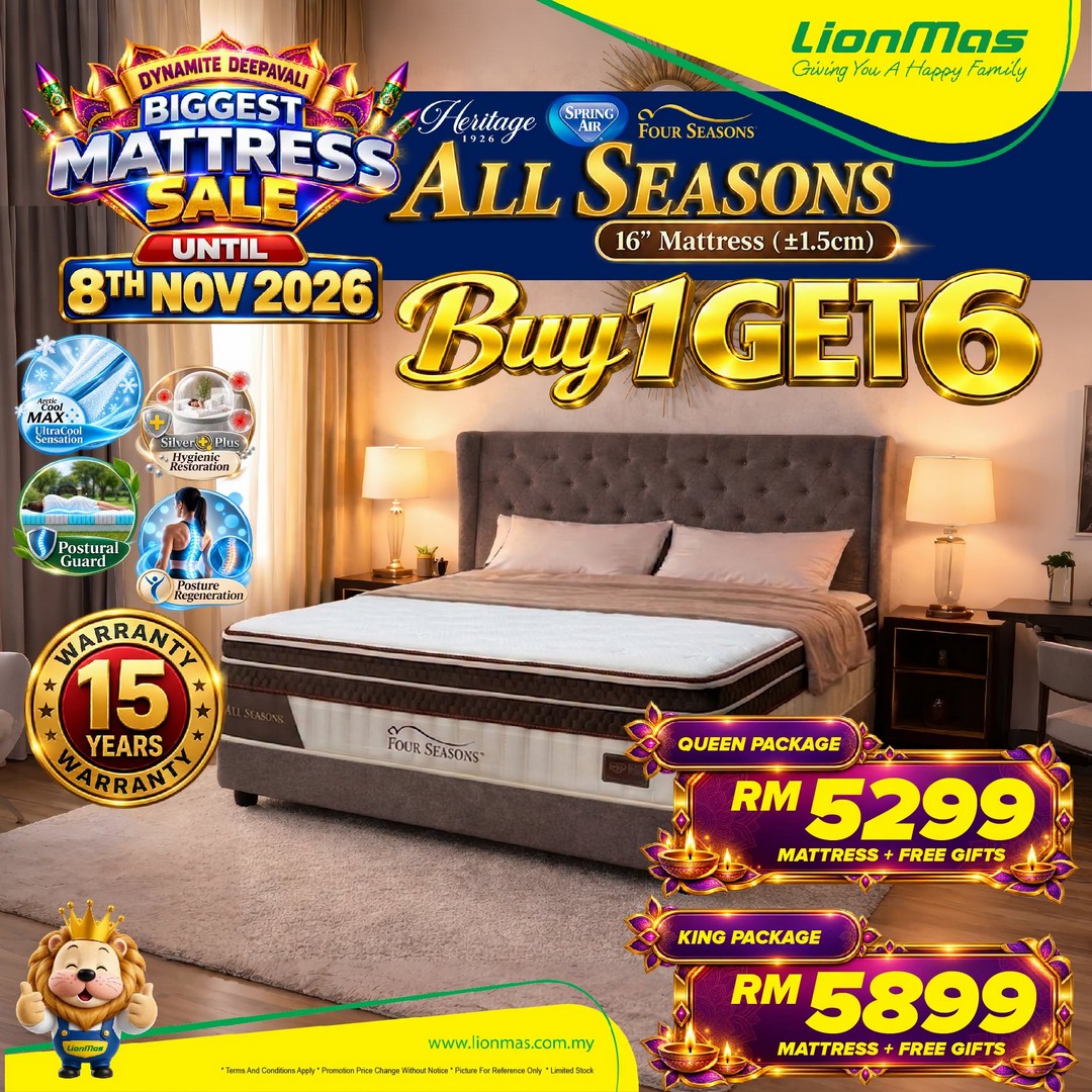 Lionmas-Furnishers-Dynamite-Deepavali-Big-Mattress-Sale-5 15 October–8 November 2026: Lionmas Furnishers: Dynamite Deepavali Big Mattress Sale with 0% Instalment Payment for Up to 60 Months at Participating Stores