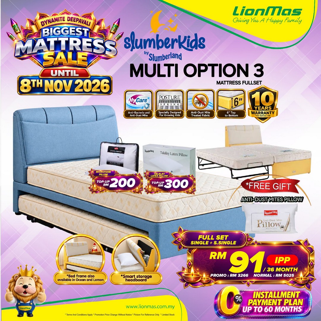 Lionmas-Furnishers-Dynamite-Deepavali-Big-Mattress-Sale-9 15 October–8 November 2026: Lionmas Furnishers: Dynamite Deepavali Big Mattress Sale with 0% Instalment Payment for Up to 60 Months at Participating Stores