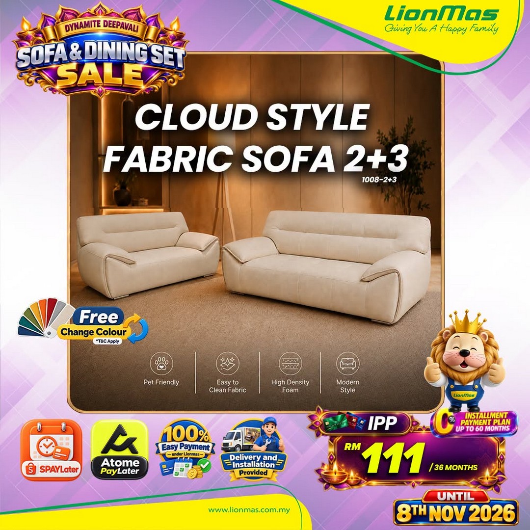 Lionmas-Furnishers-Dynamite-Deepavali-Sofa-Sale-7 13 October–8 November 2026: Lionmas Furnishers: Dynamite Deepavali Sofa Sale 2026 with 0% Instalment Plans up to 60 Months at Participating Stores in Malaysia