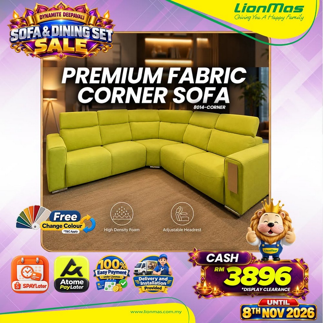 Lionmas-Furnishers-Dynamite-Deepavali-Sofa-Sale-8 13 October–8 November 2026: Lionmas Furnishers: Dynamite Deepavali Sofa Sale 2026 with 0% Instalment Plans up to 60 Months at Participating Stores in Malaysia