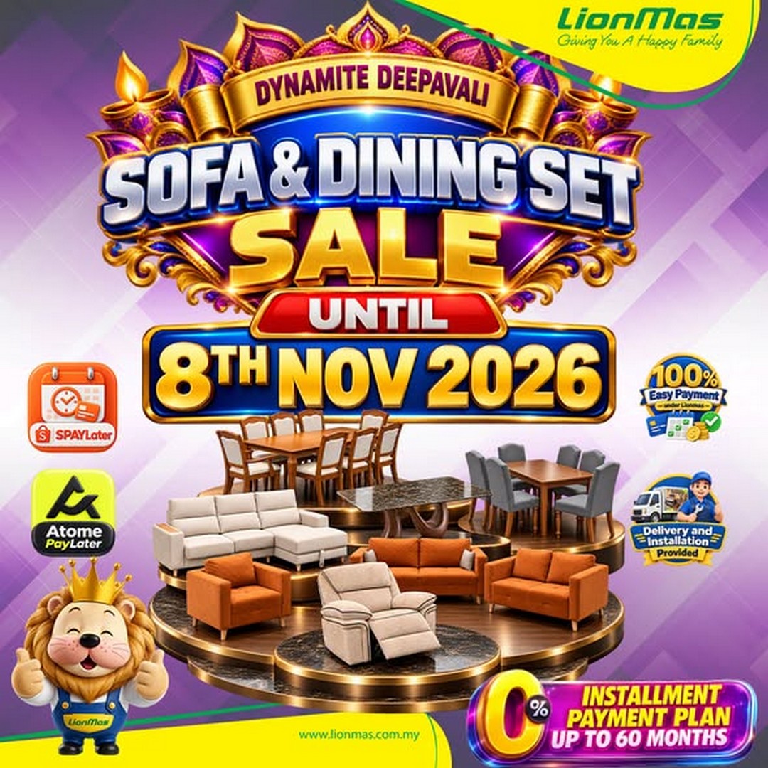 Lionmas-Furnishers-Dynamite-Deepavali-Sofa-Sale 13 October–8 November 2026: Lionmas Furnishers: Dynamite Deepavali Sofa Sale 2026 with 0% Instalment Plans up to 60 Months at Participating Stores in Malaysia