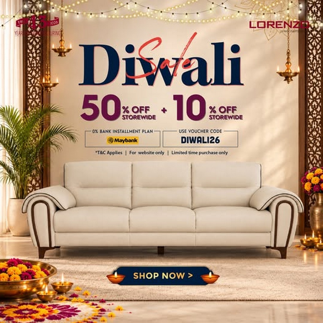 Lorenzo-Furniture-Malaysia-Diwali-Promotion-with-50-OFF 2 October 2026 onwards: Lorenzo Furniture Malaysia: Diwali Promotion with 50% OFF Storewide + Extra 10% OFF Online, Shop Online