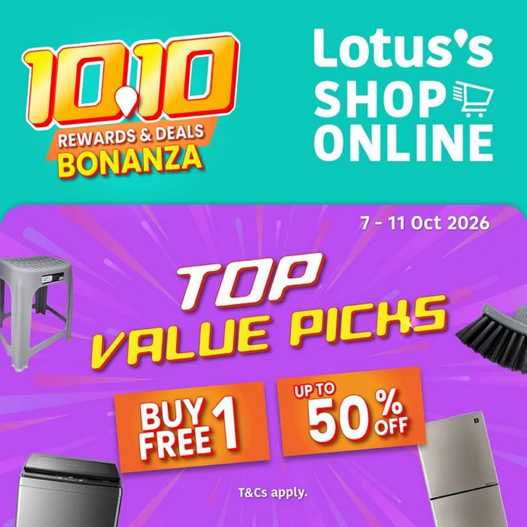 Lotuss-10.10-Rewards-Deals-Bonanza-Sale-2 7-11 October 2026: Lotus's: 10.10 Rewards & Deals Bonanza Sale – Up to 50% OFF, Buy 1 Free 1 & Free Delivery Online