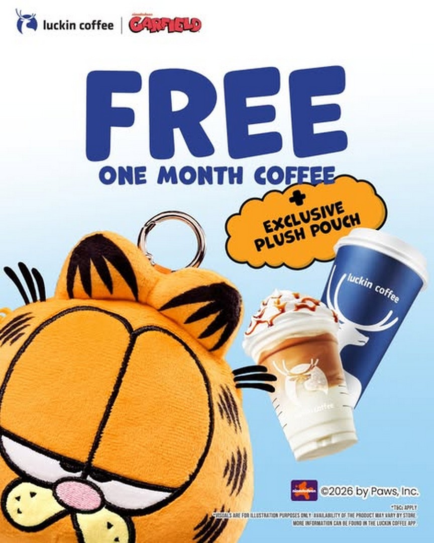 Luckin-Coffee-Malaysia-May-the-Chillest-Cat-Win 21–27 October 2026: Luckin Coffee Malaysia: May the Chillest Cat Win! Garfield Plush Pouch and One Month of Free Coffee Giveaway Contest