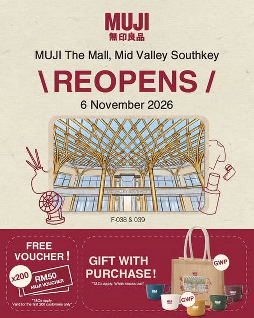 MUJI-Malaysia-Reopening-Promotion-at-The-Mall-Mid-Valley-Southkey 6 November 2026: MUJI Malaysia Reopening Promotion at The Mall, Mid Valley Southkey – Get RM50 Vouchers, Limited-Edition Jute Bags and Stoneware Mugs